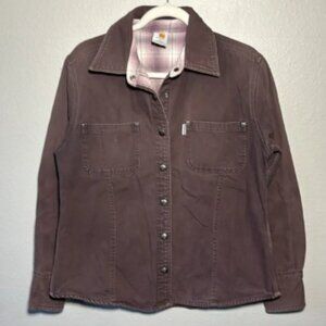 Rare Vintage Carhartt brown canvas flannel lined shirt jacket